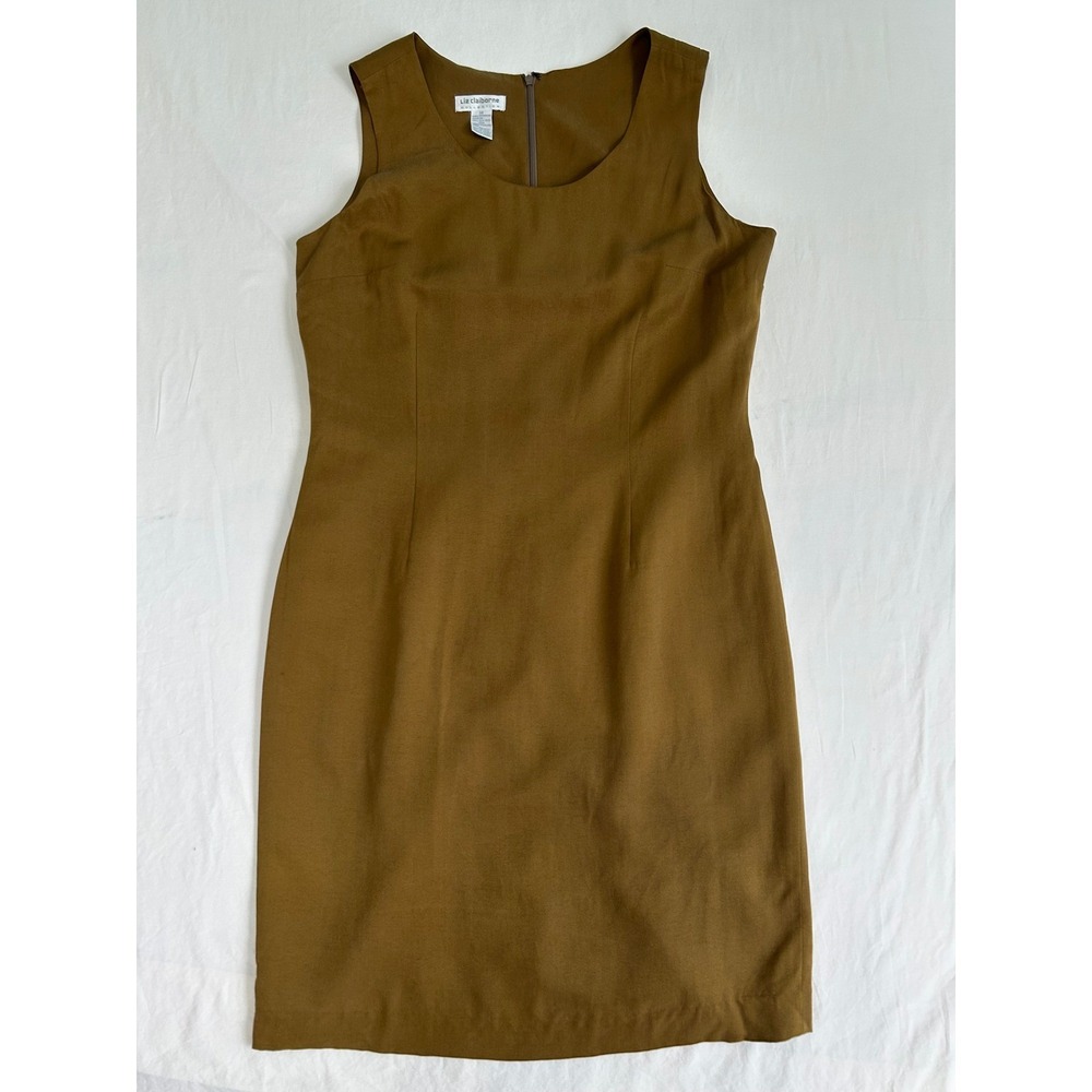 Liz Claiborne Collection 100% Silk minimalist Sheath Dress Sz 14 quiet luxury